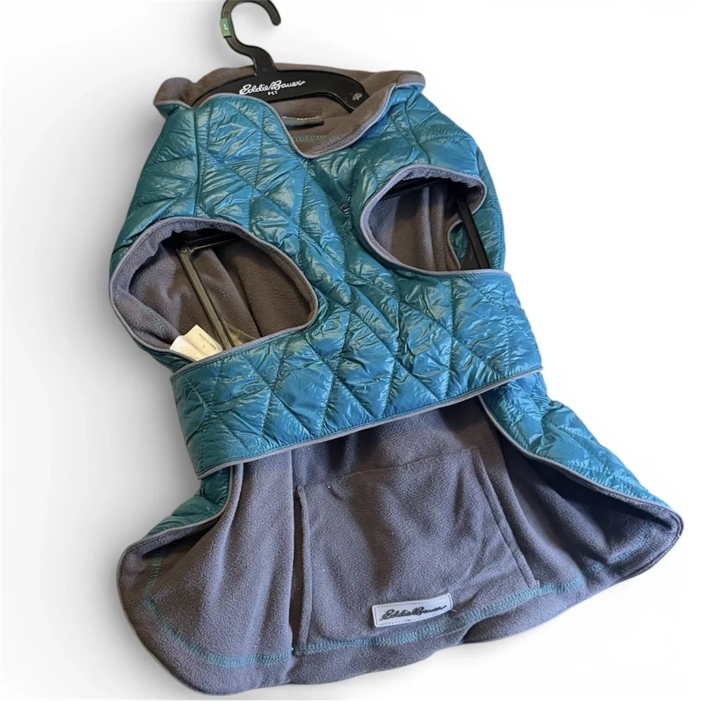 Eddie Bauer Blue Quilted Jacket- reversible
